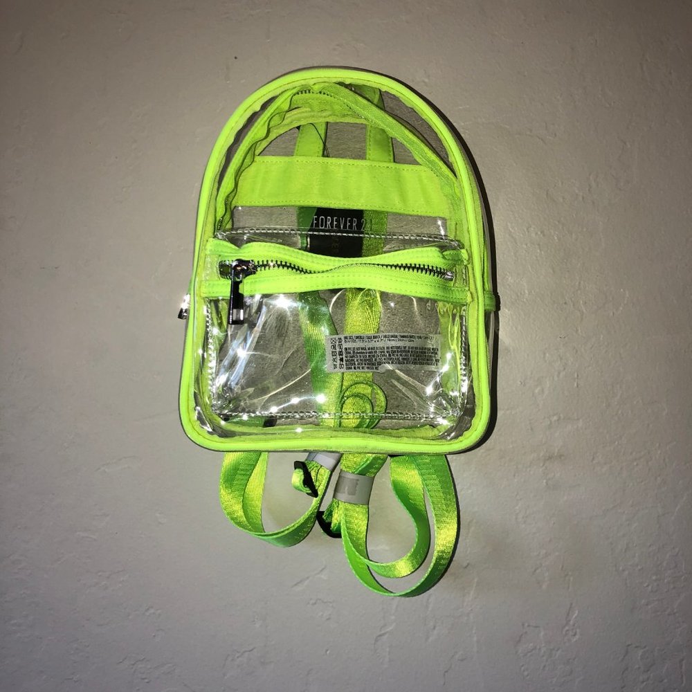 F21 Clear Neon Trim Mini Backpack